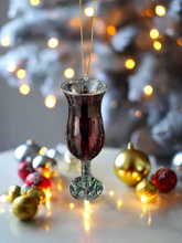 Load image into Gallery viewer, Glass red wine glass bauble tree hanging decoration/Christmas/seasonal/ glass hanging item
