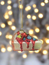 Load image into Gallery viewer, Glass Christmas cheesecake Christmas bauble tree hanging decoration/christmas/seasonal/ glass hanging item
