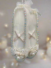 Load image into Gallery viewer, Glass Christmas white ballerina shoes Christmas bauble tree hanging decoration/christmas/seasonal/ glass hanging item
