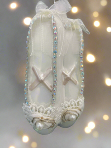 Glass Christmas white ballerina shoes Christmas bauble tree hanging decoration/christmas/seasonal/ glass hanging item