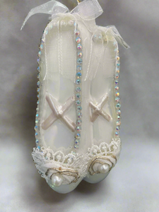 Glass Christmas white ballerina shoes Christmas bauble tree hanging decoration/christmas/seasonal/ glass hanging item