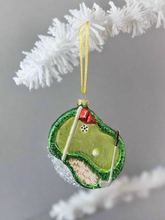 Load image into Gallery viewer, Glass Christmas golf course Christmas bauble tree hanging decoration/christmas/seasonal/ glass hanging item
