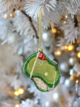 Load image into Gallery viewer, Glass Christmas golf course Christmas bauble tree hanging decoration/christmas/seasonal/ glass hanging item
