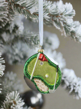 Load image into Gallery viewer, Glass Christmas golf course Christmas bauble tree hanging decoration/christmas/seasonal/ glass hanging item
