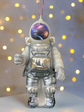 Load image into Gallery viewer, Glass Christmas astronaut Christmas bauble tree hanging decoration/christmas/seasonal/ glass hanging item
