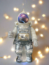 Load image into Gallery viewer, Glass Christmas astronaut Christmas bauble tree hanging decoration/christmas/seasonal/ glass hanging item
