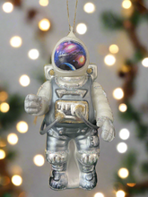 Load image into Gallery viewer, Glass Christmas astronaut Christmas bauble tree hanging decoration/christmas/seasonal/ glass hanging item
