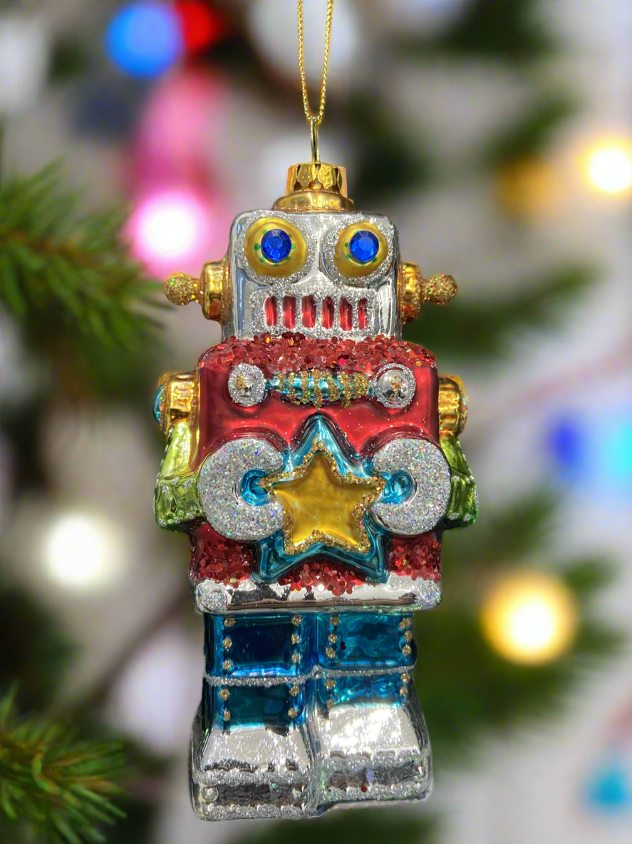 Glass Christmas robot Christmas bauble tree hanging decoration/christmas/seasonal/ glass hanging item