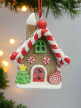 Laden Sie das Bild in den Galerie-Viewer, Resin Christmas gingerbread house Christmas bauble tree hanging decoration/christmas/seasonal/ resin hanging item
