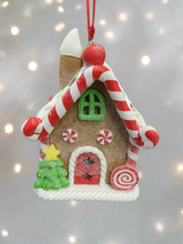 Laden Sie das Bild in den Galerie-Viewer, Resin Christmas gingerbread house Christmas bauble tree hanging decoration/christmas/seasonal/ resin hanging item
