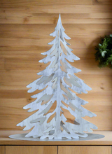 Load image into Gallery viewer, Handmade Christmas metal tree table decoration silver with brushed effect 32 x 8 x 40cm
