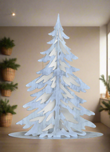 Load image into Gallery viewer, Handmade Christmas metal tree table decoration silver with brushed effect 32 x 8 x 40cm
