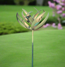 Load image into Gallery viewer, Burghley garden wind sculpture spinner verdigris
