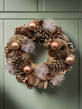 Load image into Gallery viewer, Handmade hanging bronze wreath 34 x 34 x 9cm Christmas/seasonal hanging wreath
