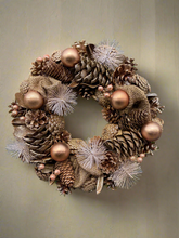 Load image into Gallery viewer, Handmade hanging bronze wreath 34 x 34 x 9cm Christmas/seasonal hanging wreath
