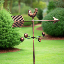 Load image into Gallery viewer, Bronze powder coated metal rooster weathervane measuring 170cm
