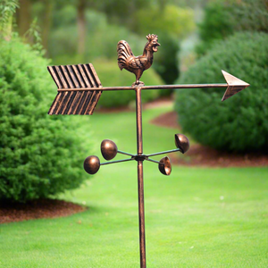 Bronze powder coated metal rooster weathervane measuring 170cm