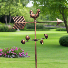 Load image into Gallery viewer, Bronze powder coated metal rooster weathervane measuring 170cm
