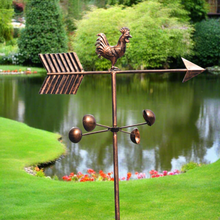 Load image into Gallery viewer, Bronze powder coated metal rooster weathervane measuring 170cm
