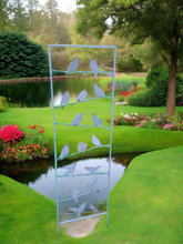 Laden Sie das Bild in den Galerie-Viewer, Silver grey garden/outdoor bird trellis plant support measuring 139cm high
