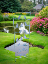 Load image into Gallery viewer, Silver grey garden/outdoor bird trellis plant support measuring 139cm high - Marissa&#39;s Garden &amp; Gift
