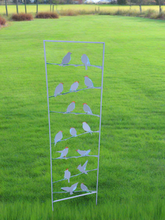 Load image into Gallery viewer, Silver grey garden/outdoor bird trellis plant support measuring 139cm high - Marissa&#39;s Garden &amp; Gift
