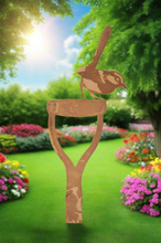 Load image into Gallery viewer, Handmade rusty garden wren on a fork 61cm - Marissa&#39;s Garden &amp; Gift
