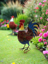 Load image into Gallery viewer, Garden metal cockerel/ hen red and blue named Isaac measuring 16 x32 x 45cm - Marissa&#39;s Garden &amp; Gift
