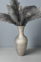 Indlæs billede til gallerivisning Silver handmade bamboo vase 60cm tall floor or table vase
