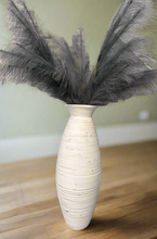 Charger l&#39;image dans la galerie, White handmade with natural colourings bamboo vase 60cm tall floor or table vase
