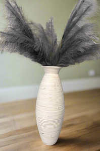 White handmade with natural colourings bamboo vase 60cm tall floor or table vase