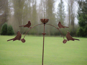 Handmade powder coated blackbird sculpture rocker and rain catcher standing at  150cm tall