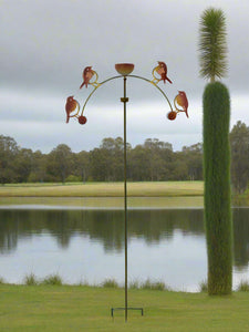 Handmade powder coated robin sculpture rocker and rain catcher standing at 150cm tall - Marissa's Garden & Gift