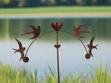 Afbeelding in Gallery-weergave laden, Handmade powder coated swallows sculpture rocker and rain catcher standing at 150cm tall - Marissa&#39;s Garden &amp; Gift
