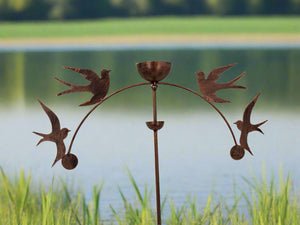 Handmade powder coated swallows sculpture rocker and rain catcher standing at 150cm tall - Marissa's Garden & Gift