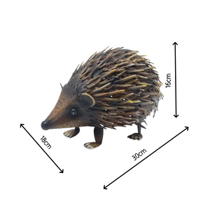 Hedgehog garden metal sculpture measuring 18x16x30cm