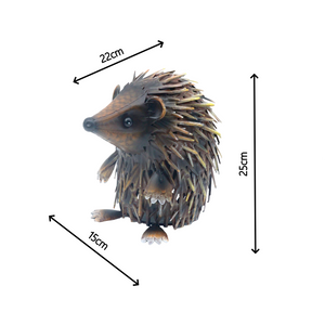 Hedgehog metal standing up garden sculpture measuring 25x15x22cm