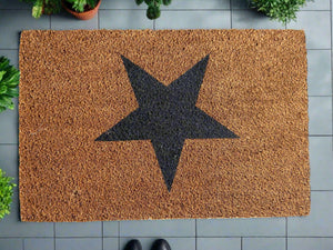 Door Mats Indoor / Outdoor | Non Slip Star Design Entrance Welcome Mat (black Star) 60 x 40 x 20cm