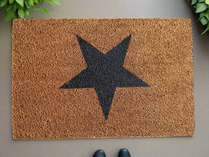 Door Mats Indoor / Outdoor | Non Slip Star Design Entrance Welcome Mat (black Star) 60 x 40 x 20cm