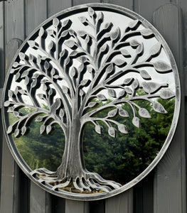 Tree of life silver resin touch Outdoor/Indoor mirror/ mirrored wall art