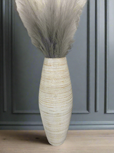 Load image into Gallery viewer, 60cm tall white washed with natural colourings handmade bamboo vase
