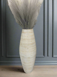 60cm tall white washed with natural colourings handmade bamboo vase