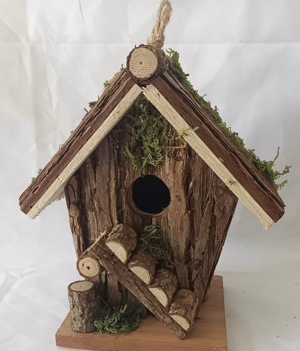 Handmade wooden birdhouse hut with ladder – Marissa's Garden & Gift