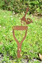 Load image into Gallery viewer, Handmade rusty garden wren on a fork 61cm - Marissa&#39;s Garden &amp; Gift
